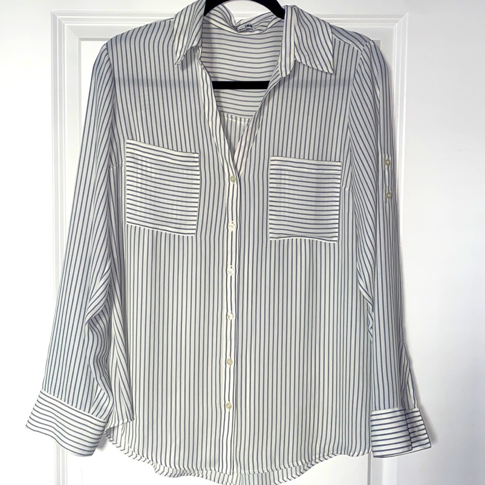 Express blue striped blouse
